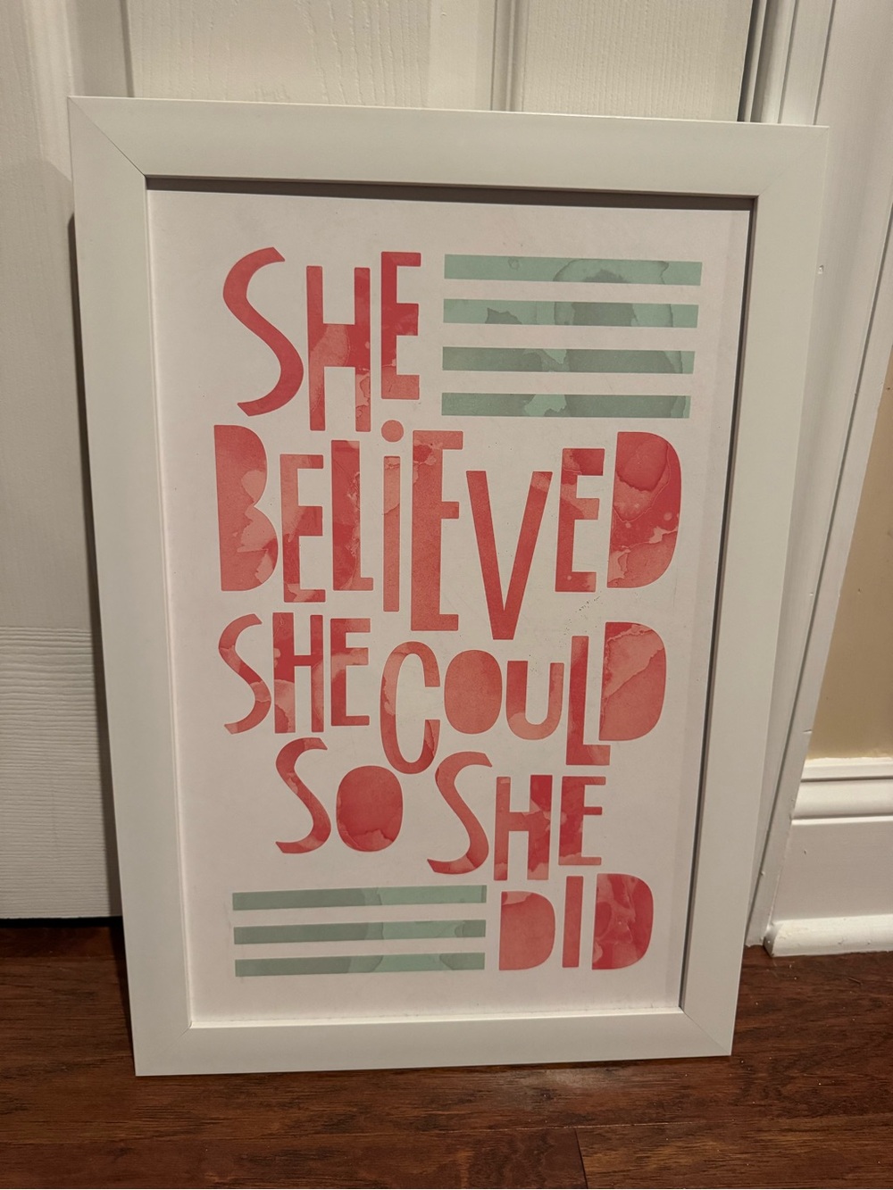 Wall Art: Motivational Coral & Mint Typography Art Print